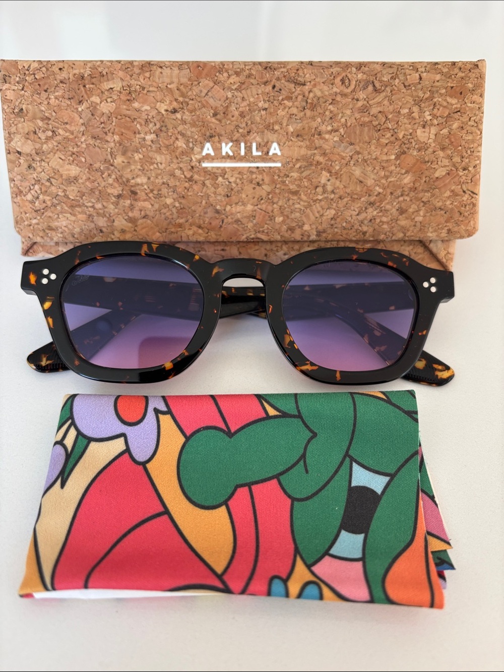 AKILA Kids Tortoise Sunglasses with Purple Lenses